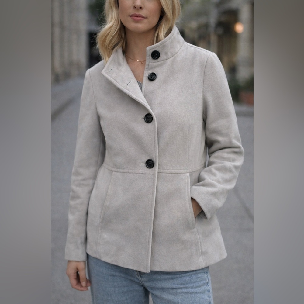 💖5 for $50💖OLD NAVY Light Gray PeaCoat Stand Collar, Button Front, Tailored Fit